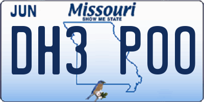 MO license plate DH3P0O
