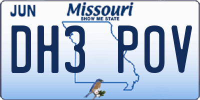 MO license plate DH3P0V