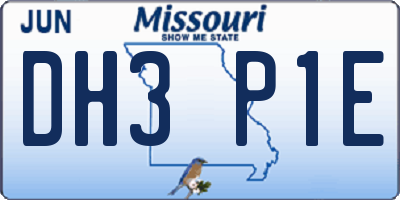 MO license plate DH3P1E