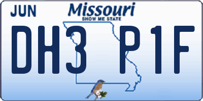 MO license plate DH3P1F
