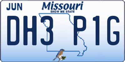 MO license plate DH3P1G