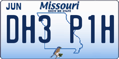 MO license plate DH3P1H
