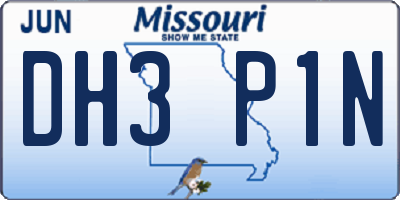 MO license plate DH3P1N
