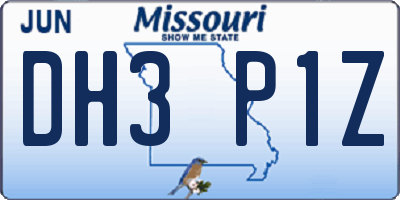 MO license plate DH3P1Z