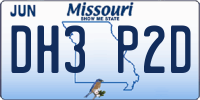 MO license plate DH3P2D