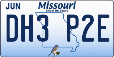 MO license plate DH3P2E