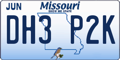 MO license plate DH3P2K