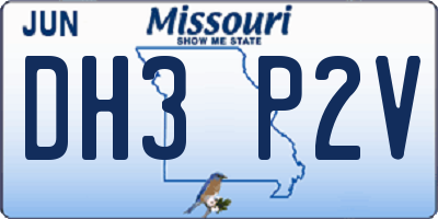 MO license plate DH3P2V