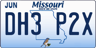 MO license plate DH3P2X