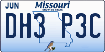 MO license plate DH3P3C