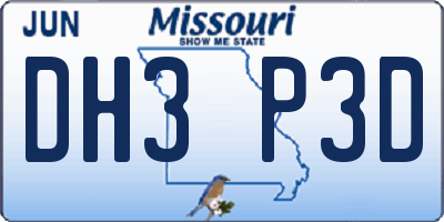 MO license plate DH3P3D