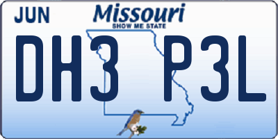 MO license plate DH3P3L