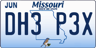 MO license plate DH3P3X