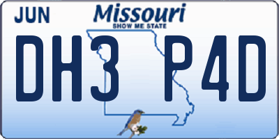 MO license plate DH3P4D