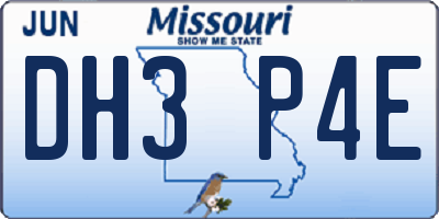 MO license plate DH3P4E