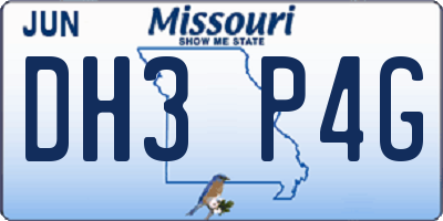 MO license plate DH3P4G