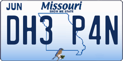 MO license plate DH3P4N