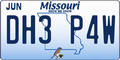 MO license plate DH3P4W