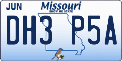 MO license plate DH3P5A