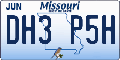 MO license plate DH3P5H