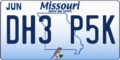 MO license plate DH3P5K