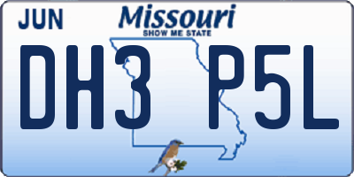 MO license plate DH3P5L