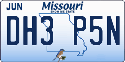 MO license plate DH3P5N