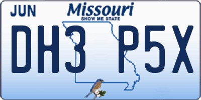 MO license plate DH3P5X