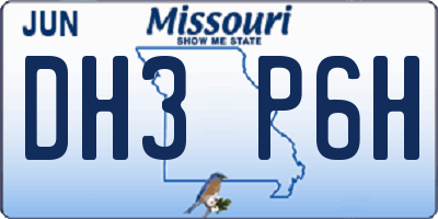 MO license plate DH3P6H