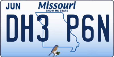 MO license plate DH3P6N