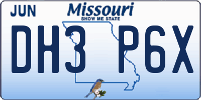 MO license plate DH3P6X