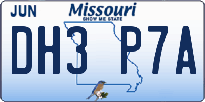 MO license plate DH3P7A