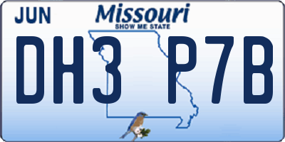 MO license plate DH3P7B