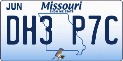 MO license plate DH3P7C