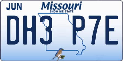 MO license plate DH3P7E