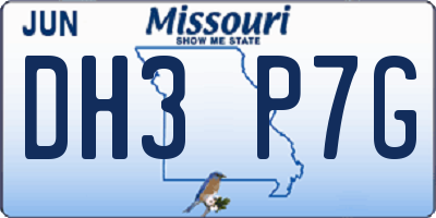 MO license plate DH3P7G