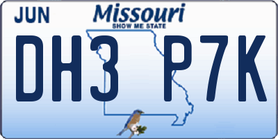 MO license plate DH3P7K