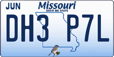 MO license plate DH3P7L