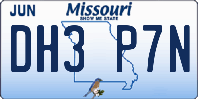 MO license plate DH3P7N