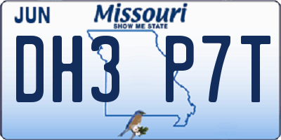 MO license plate DH3P7T