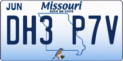 MO license plate DH3P7V