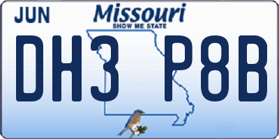 MO license plate DH3P8B