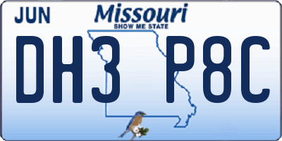 MO license plate DH3P8C
