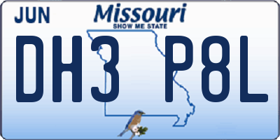 MO license plate DH3P8L