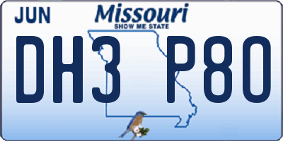 MO license plate DH3P8O