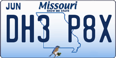 MO license plate DH3P8X