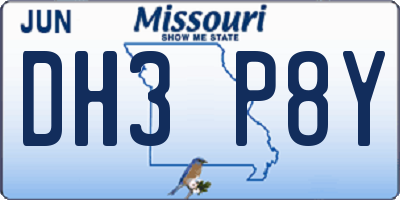 MO license plate DH3P8Y