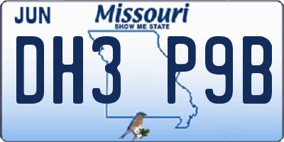 MO license plate DH3P9B