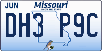MO license plate DH3P9C
