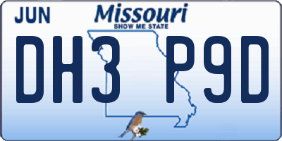 MO license plate DH3P9D